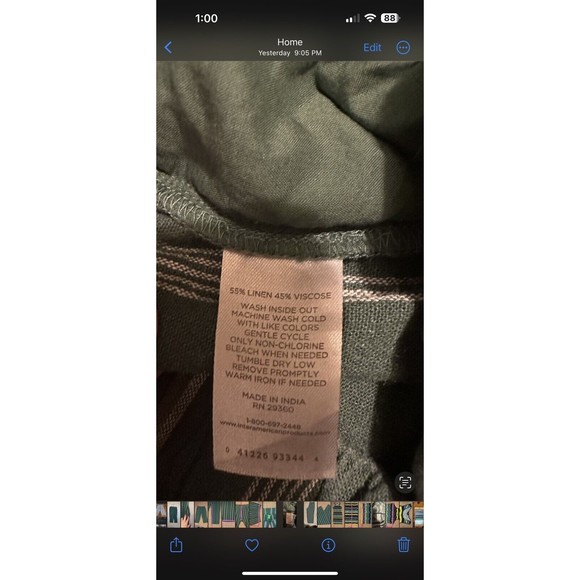 DIP Women's Linen Trouser Pants Size M Capri Pockets Elastic Green Loose Fitting - Picture 11 of 11